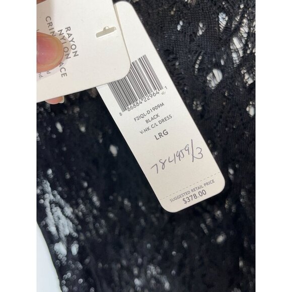 NWT Eileen Fisher Black Crinkle Lace Dress with Slip Women Size L (MRSP$378) - Picture 5 of 11